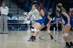 The free ball volleyball definition explains how hitters and attackers who contact the ball to send it over the net without jumping for a spike approach.