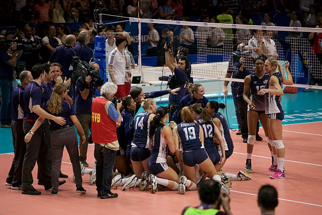 Throughout the years, the FIVB Volleyball World Championships has witnessed remarkable performances, unforgettable matches, and the rise of legendary players who have left an indelible mark on the sport.(FIVB World Championship 2014 USA Women Win Gold) <a href="https://commons.wikimedia.org/wiki/File:Women%27s_World_Volleyball_Championship,_2014_(15449006420).jpg">Massimiliano Raposio</a>, <a href="https://creativecommons.org/licenses/by-sa/2.0">CC BY-SA 2.0</a>, via Wikimedia Commons