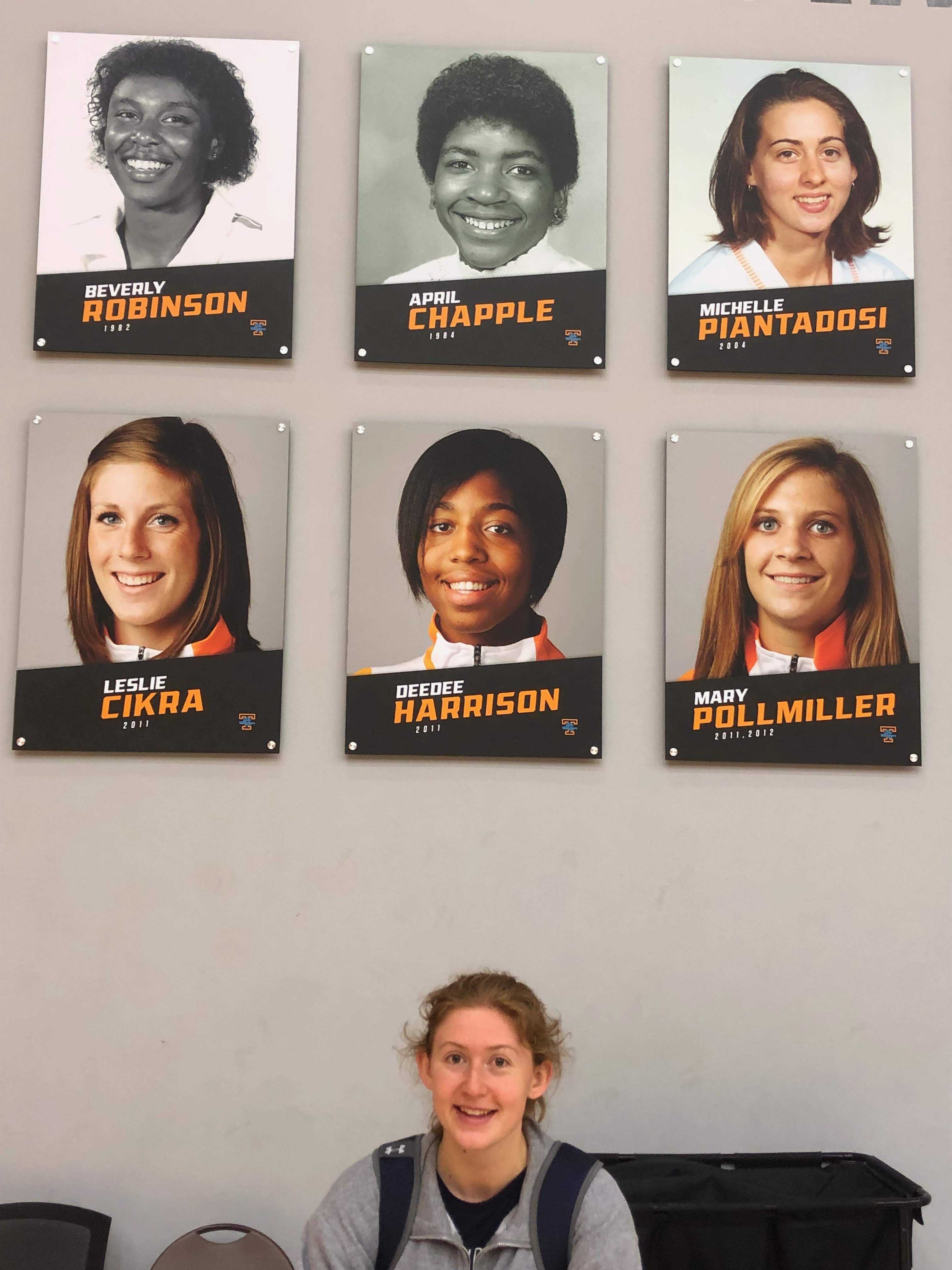 Can you spot on the Records and Awards Wall at the University of Tennessee Knoxville Lady Vols Playing Facility? My former client Cassie Van Oyen did.