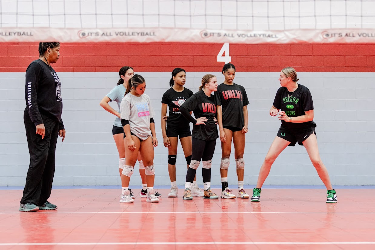 On the court during the Coaches Clinic with Oregon, Texas and Arizona coaches in Las Vegas, July 2024