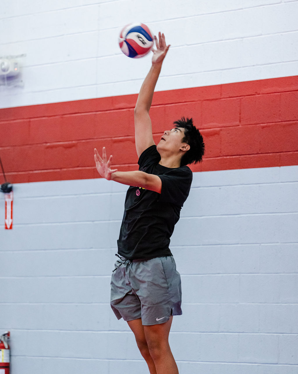 Three step serve approach for right hander:

1. Step on left foot

2. Toss the ball 2-3 feet in the air in the path in front of your serving arm

3. Step close ...so step with your right foot and then your left foot ...then launch yourself in the air while staying behind the service line