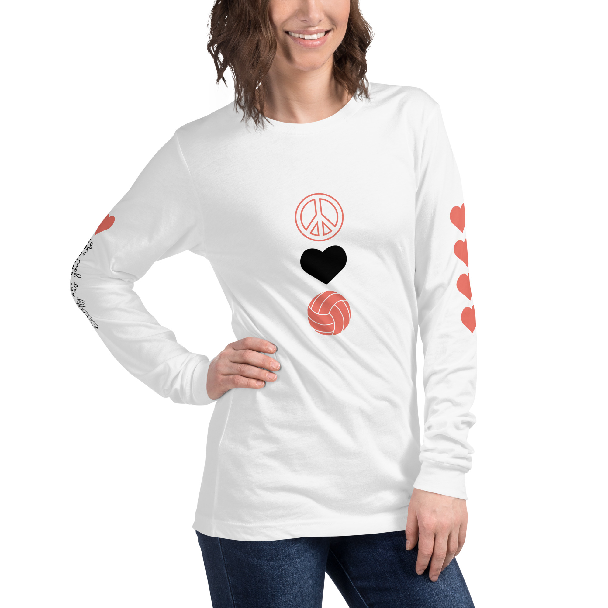 My one-of-a-kind shirts feature clever and never-before-seen motivational volleyball quotes, paired with a unique sleeve design that showcases five hearts. ❤️