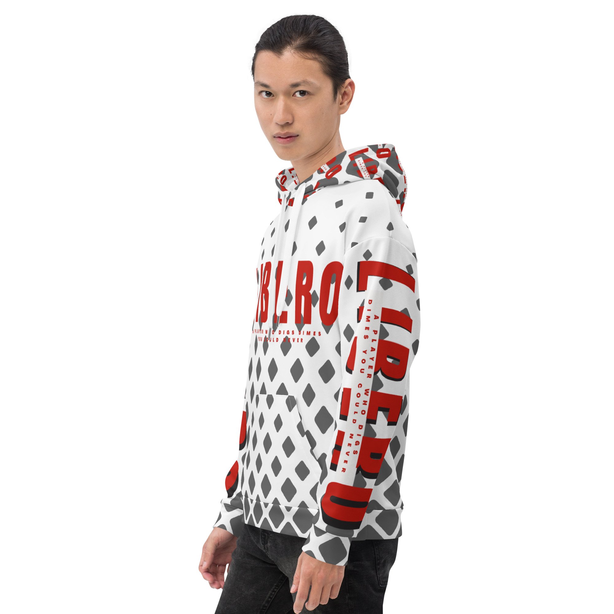 dk grey white and red hoodie libero