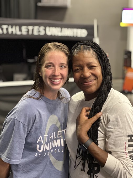 From pioneer to inspiration: April Chapple's professional volleyball career comes full circle as she's honored at the Week 3 AUProvolleyball matches in Phoenix (Auprovolleyball and LOVB ATL Setter Madi Bugg)