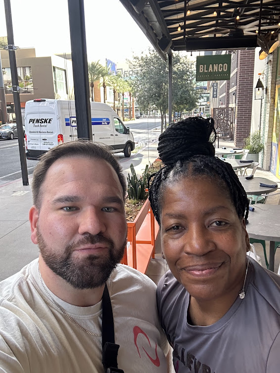 Coach April one of Vegas best personal volleyball trainers with former longtime client Daniel Velasquez Wilson, two time American Volleyball Coaches Association "30 Under 30" coach in Phoenix for the Aupro Volleyball honoring Coach April on October 18.