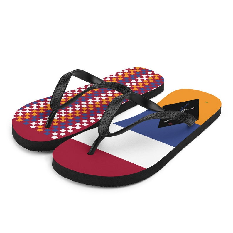 Dutch Flag Inspired Red and Blue Flip Flops by Volleybragswag available now in my ETSY shop!