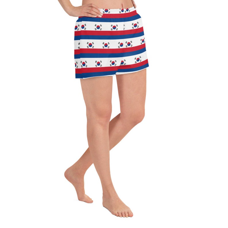 These hottest but modest volleyball shorts can be paired with matching sports bras or volleyball tops for a coordinated look or mixed with different color options to create a unique style. Additionally, the shorts themselves are inspired by international flags, adding a global flair to the look.