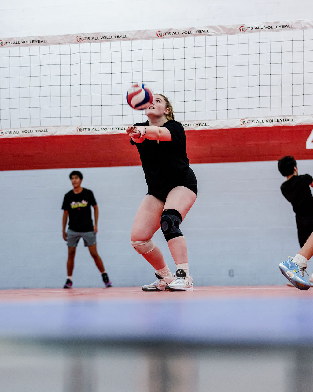 One of the Volleyball passing fundamentals I teach is to keep your eyes on the ball. Visually track it as it leaves the servers hand all the way to your platform. By focusing on the ball you can tell if you need to make minor adjustments in the angle of your platform in order to get the ball to your target.