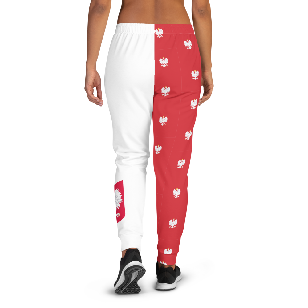 The Best Jogger Pants For Travel Are The Most Comfortable Sweatpants with Pockets with Volleybragswag designs inspired by the Tokyo Olympics World flags..(Poland flag inspired joggers)