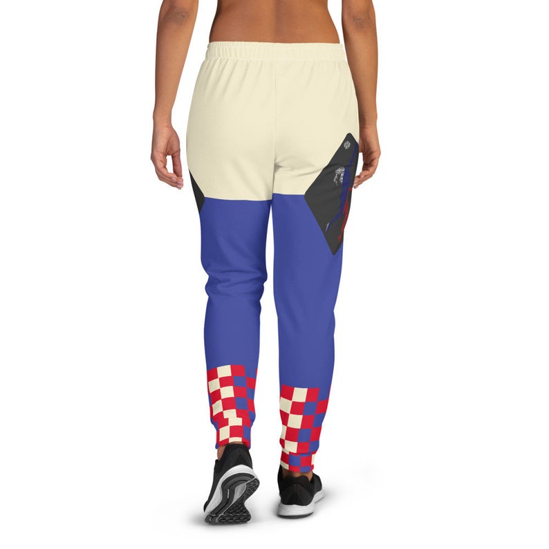 The Best Jogger Pants For Travel Are The Most Comfortable Sweatpants with Pockets with designs inspired by the Tokyo Olympics World flags..(Russia flag inspired joggers)..Click to shop on Etsy.