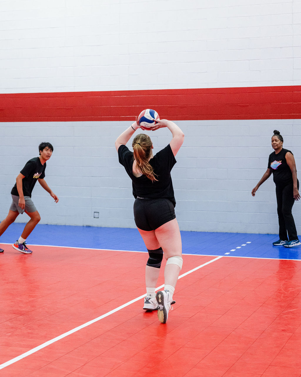 Former Tstreet Vegas 18s outside hitter Abby sets my current Boys 18s Vegas Volley outside hitter Treyden outside during practice.